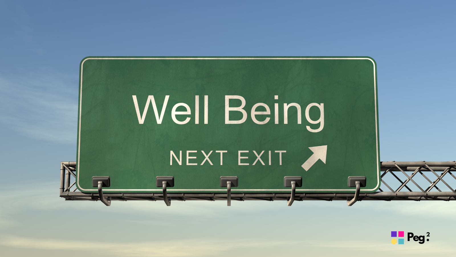Highway exit sign for 'well being' &mdash; the exit ramp toward psychological safety at work.